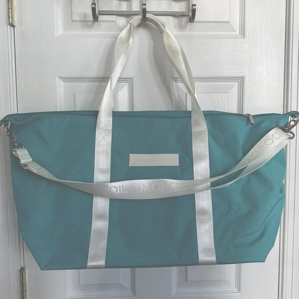 Moroccan Oil Travel Tote Duffle Carry On Blue White - NWT